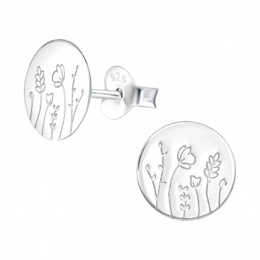 Flower - 925 Sterling Silver Simple Stud Earrings SD40498