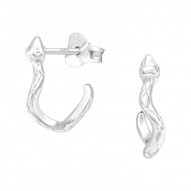 Snake Half Hoop - 925 Sterling Silver Simple Stud Earrings SD40594