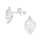 Leaf - 925 Sterling Silver Simple Stud Earrings SD41028