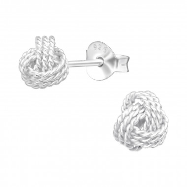 Knot - 925 Sterling Silver Simple Stud Earrings SD41100