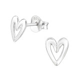 Heart - 925 Sterling Silver Simple Stud Earrings SD41162