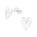 Heart - 925 Sterling Silver Simple Stud Earrings SD41162