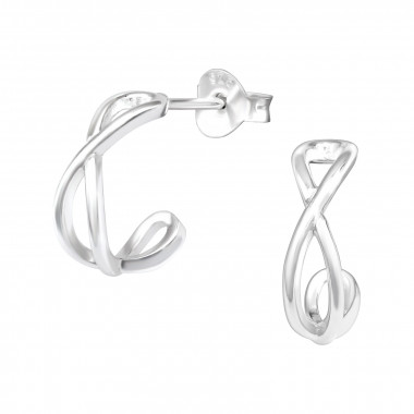 Half Hoop - 925 Sterling Silver Simple Stud Earrings SD41290