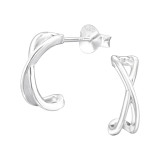 Half Hoop - 925 Sterling Silver Simple Stud Earrings SD41291