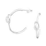 Knot Half Hoop - 925 Sterling Silver Simple Stud Earrings SD41300