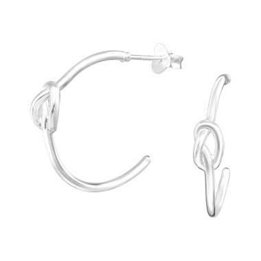 Knot Half Hoop - 925 Sterling Silver Simple Stud Earrings SD41300