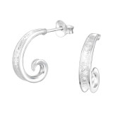 Half Hoop - 925 Sterling Silver Simple Stud Earrings SD41323