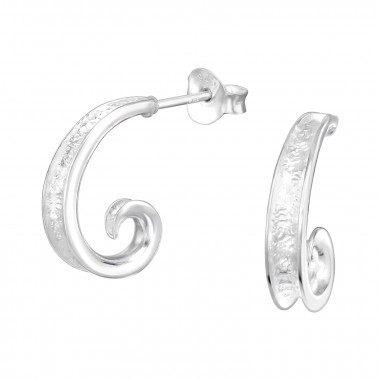 Half Hoop - 925 Sterling Silver Simple Stud Earrings SD41323