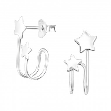 Stars - 925 Sterling Silver Simple Stud Earrings SD42041