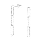 Chain Links - 925 Sterling Silver Simple Stud Earrings SD42407