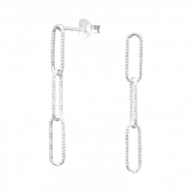 Chain Links - 925 Sterling Silver Simple Stud Earrings SD42407