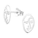 Face - 925 Sterling Silver Simple Stud Earrings SD42526