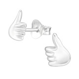 Thumbs Up - 925 Sterling Silver Simple Stud Earrings SD42950