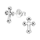 Cross - 925 Sterling Silver Simple Stud Earrings SD43126