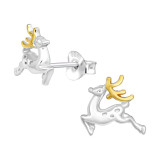 Reindeer - 925 Sterling Silver Simple Stud Earrings SD43297