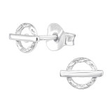 Circle And Bar - 925 Sterling Silver Simple Stud Earrings SD43307