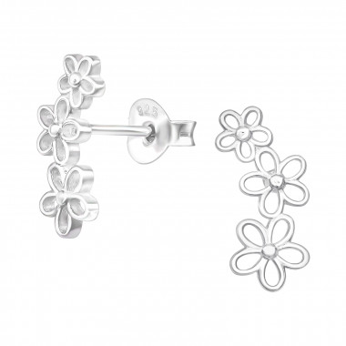 Flowers - 925 Sterling Silver Simple Stud Earrings SD43350