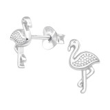 Flamingo - 925 Sterling Silver Simple Stud Earrings SD43512