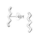 Wave - 925 Sterling Silver Simple Stud Earrings SD44035