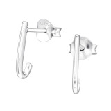 Curved - 925 Sterling Silver Simple Stud Earrings SD44037