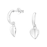 Hanging Heart - 925 Sterling Silver Simple Stud Earrings SD44208