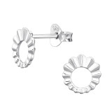 Folded Pattern Circle - 925 Sterling Silver Simple Stud Earrings SD44218