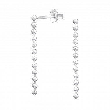 Ball Chain - 925 Sterling Silver Simple Stud Earrings SD44552