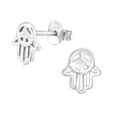 Hamsa - 925 Sterling Silver Simple Stud Earrings SD44577