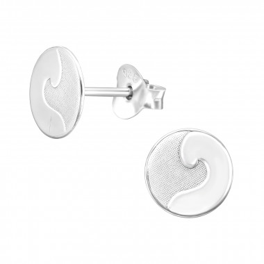 Laser Cut Wave - 925 Sterling Silver Simple Stud Earrings SD45323