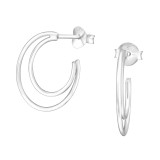 Half Hoop - 925 Sterling Silver Simple Stud Earrings SD45788