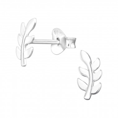 Laser Cut Leaf - 925 Sterling Silver Simple Stud Earrings SD45858