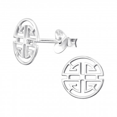 Geometric - 925 Sterling Silver Simple Stud Earrings SD45963