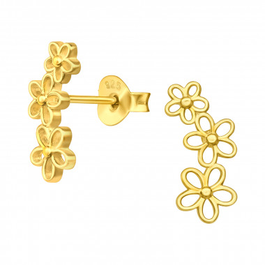 Flowers - 925 Sterling Silver Simple Stud Earrings SD46667