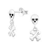 Skull And Crossbones - 925 Sterling Silver Simple Stud Earrings SD46887