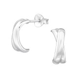 Half Hoop - 925 Sterling Silver Simple Stud Earrings SD46933