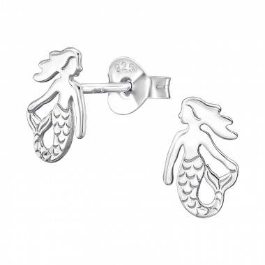 Mermaid - 925 Sterling Silver Simple Stud Earrings SD46937