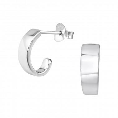 Half Hoop - 925 Sterling Silver Simple Stud Earrings SD47057