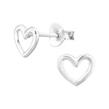 Heart - 925 Sterling Silver Simple Stud Earrings SD47542