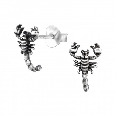 Curved Scorpion - 925 Sterling Silver Simple Stud Earrings SD48306