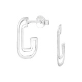 Half Hoop - 925 Sterling Silver Simple Stud Earrings SD48342