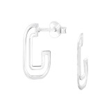 Half Hoop - 925 Sterling Silver Simple Stud Earrings SD48342