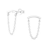 Bar With Hanging Chain - 925 Sterling Silver Simple Stud Earrings SD48346