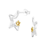 Star - 925 Sterling Silver Simple Stud Earrings SD48395