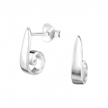 Curved - 925 Sterling Silver Simple Stud Earrings SD48401