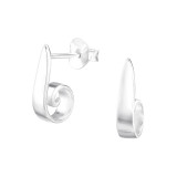 Curved - 925 Sterling Silver Simple Stud Earrings SD48401