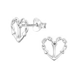 Anchor Heart - 925 Sterling Silver Simple Stud Earrings SD48426