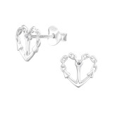 Anchor Heart - 925 Sterling Silver Simple Stud Earrings SD48426