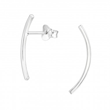 Curve - 925 Sterling Silver Simple Stud Earrings SD48437