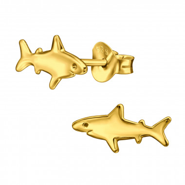 Shark - 925 Sterling Silver Simple Stud Earrings SD48507