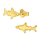 Shark - 925 Sterling Silver Simple Stud Earrings SD48507